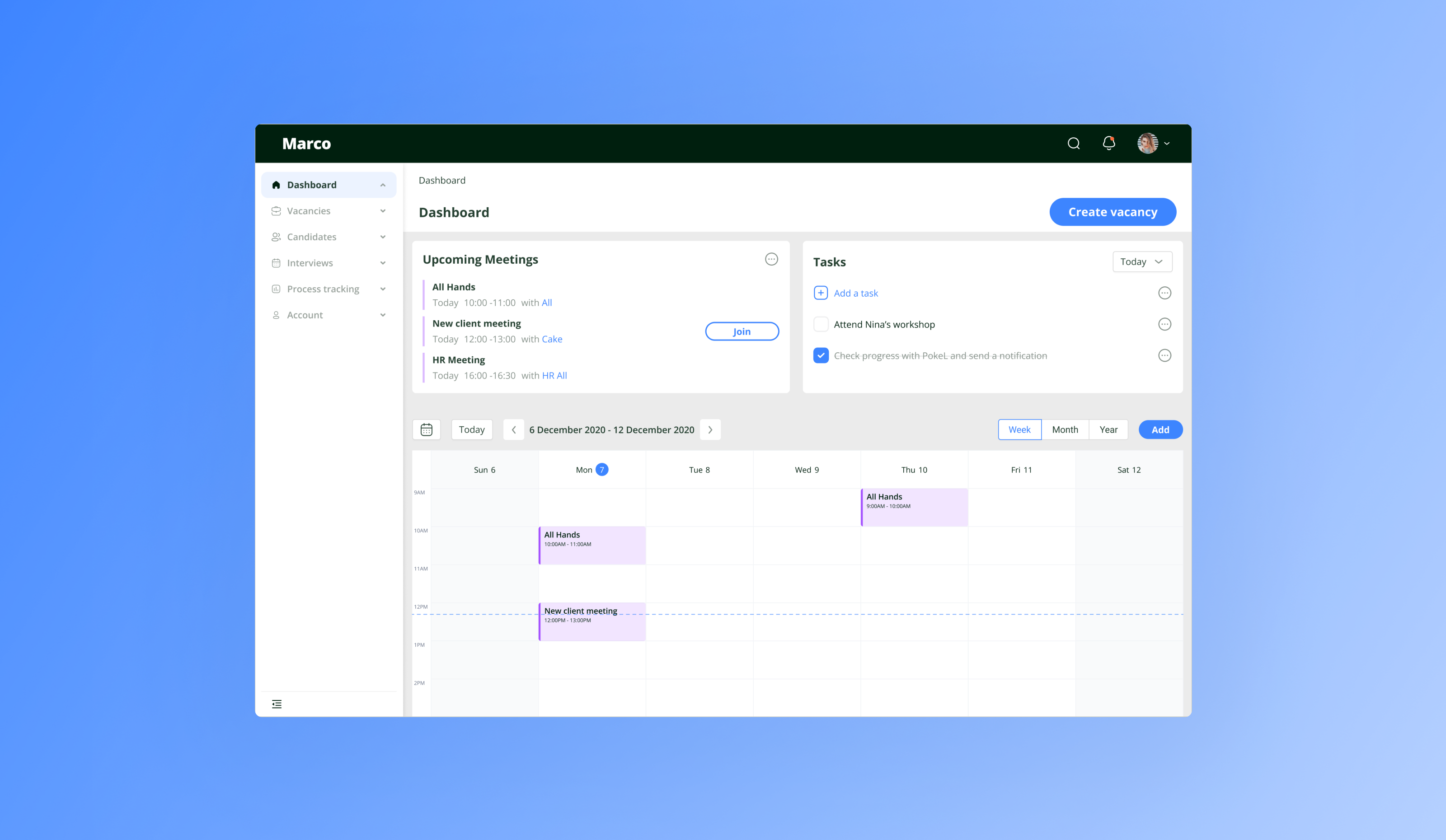 HRMS redesign — dashboard preview