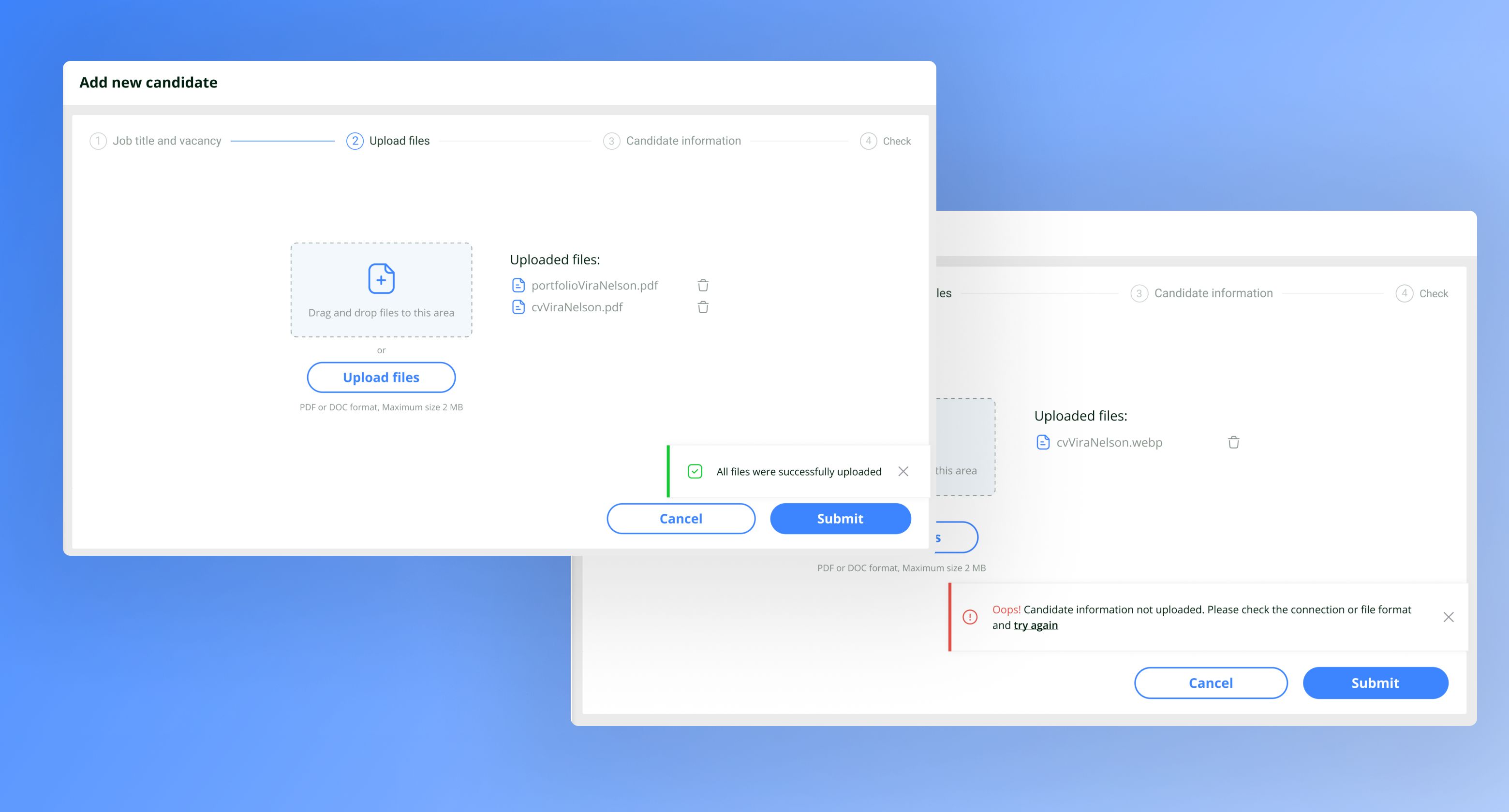 HRMS dashboard — company vacancies overview