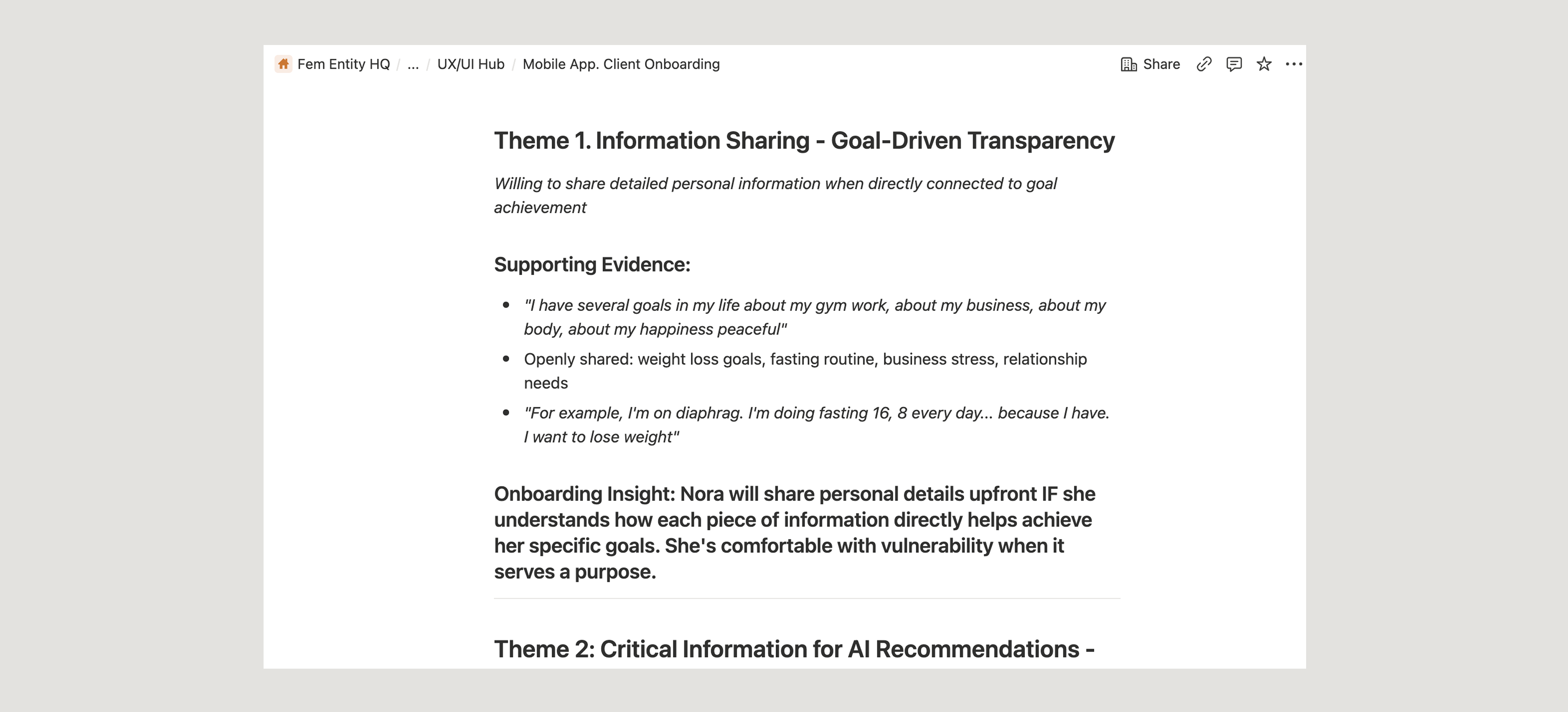 Thematic analysis — themes 1 and 2